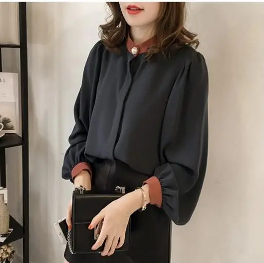 2026 Korean Style Loose Plus Size White Blouse with Lantern Sleeve - Image 5