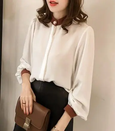 2026 Korean Style Loose Plus Size White Blouse with Lantern Sleeve - Image 6