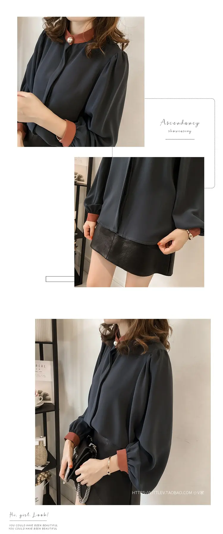 2026 Korean Style Loose Plus Size White Blouse with Lantern Sleeve — feature 2