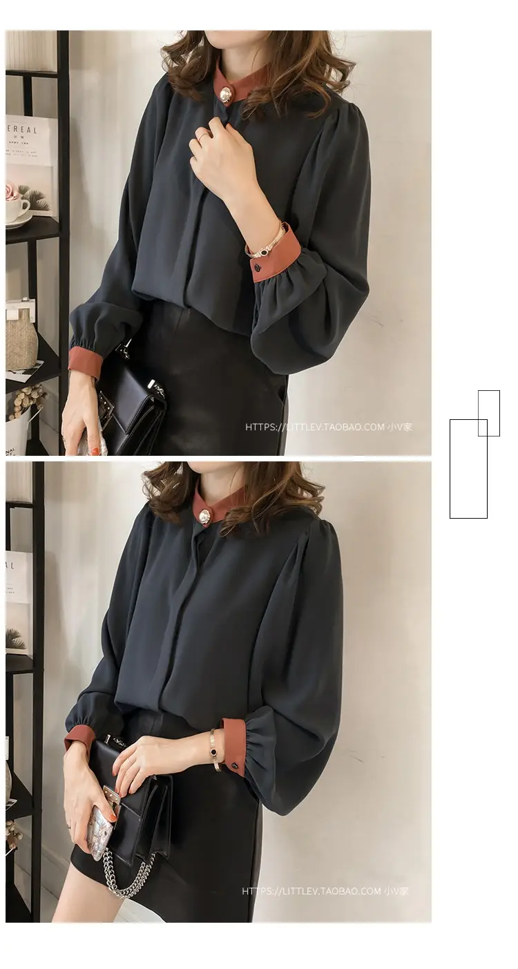 2026 Korean Style Loose Plus Size White Blouse with Lantern Sleeve — feature 3