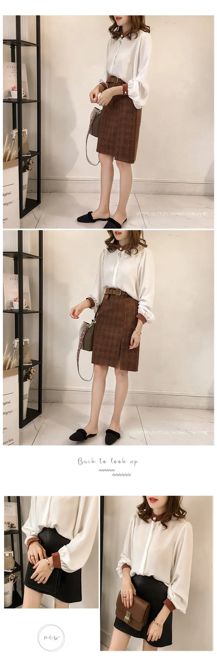 2026 Korean Style Loose Plus Size White Blouse with Lantern Sleeve — feature 6