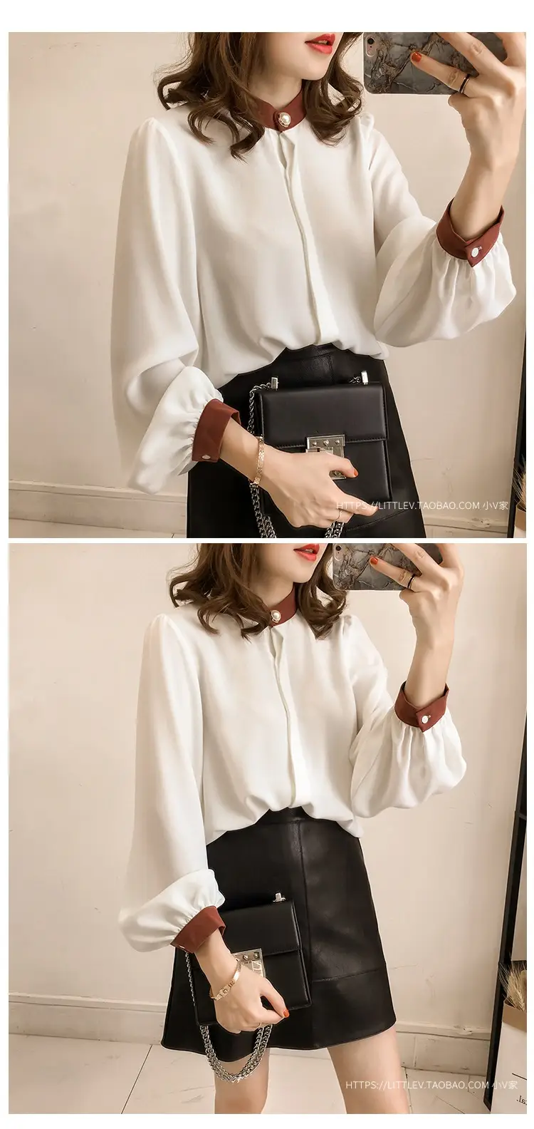 2026 Korean Style Loose Plus Size White Blouse with Lantern Sleeve — feature 8