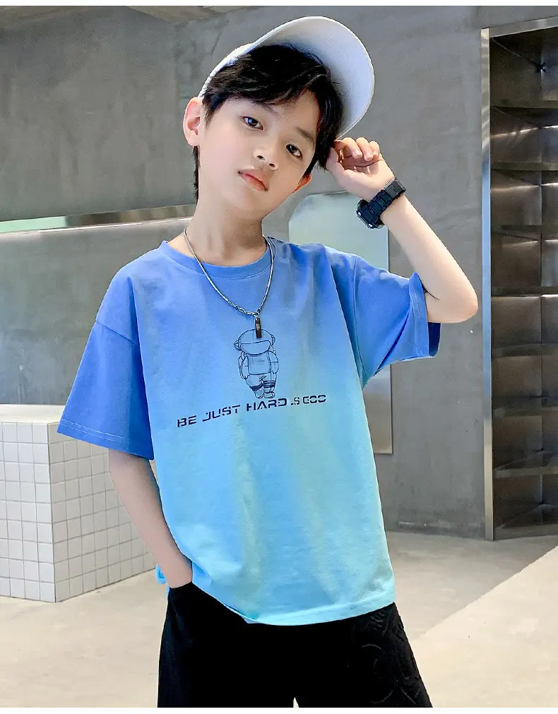 Cotton Kids T-Shirt Green Motorcycle Print Loose Summer — feature 12