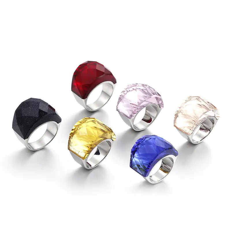 18k Gold Crystal Ring for Men Women 18mm