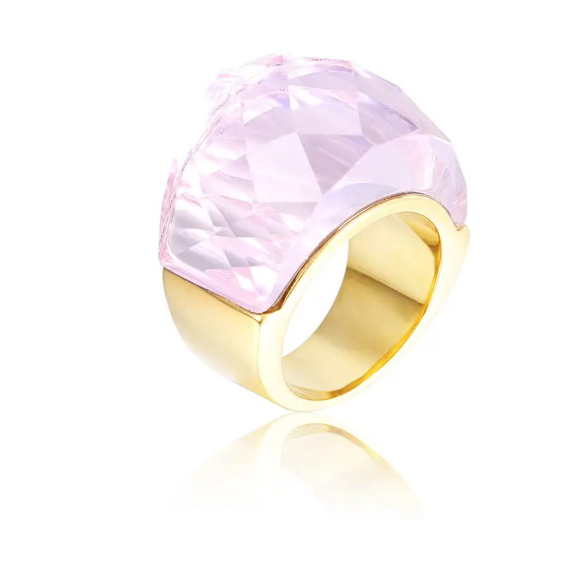 18k Gold Crystal Ring for Men Women 18mm