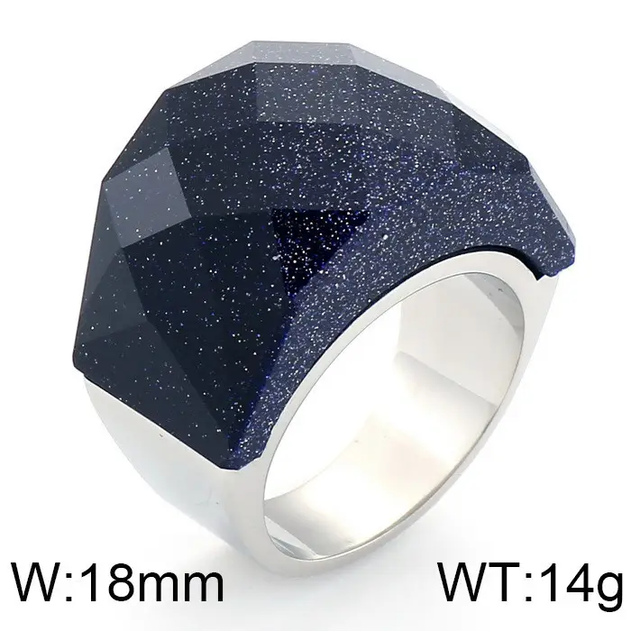 18k Gold Crystal Ring for Men Women 18mm