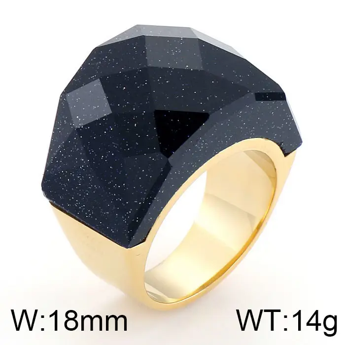 18k Gold Crystal Ring for Men Women 18mm