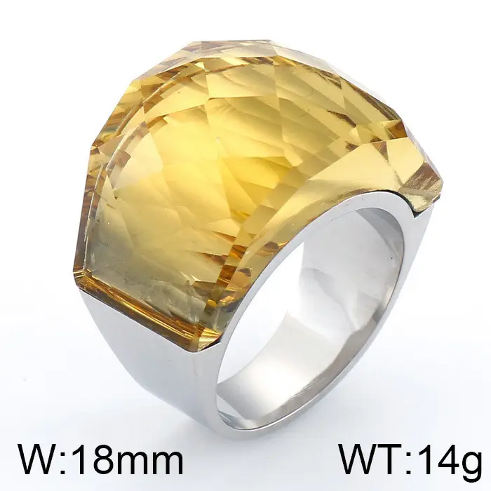 18k Gold Crystal Ring for Men Women 18mm