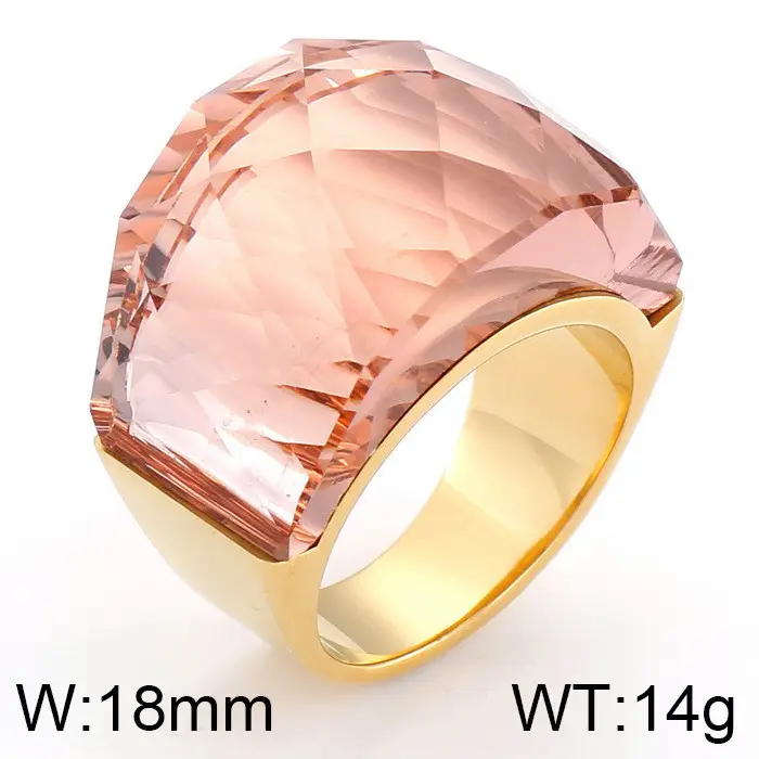 18k Gold Crystal Ring for Men Women 18mm