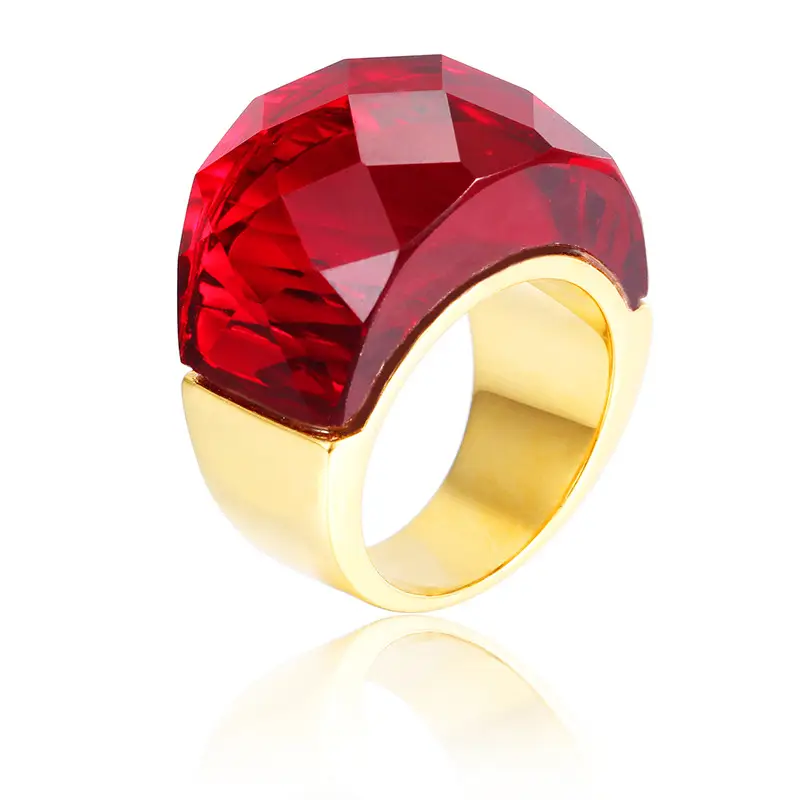 18k Gold Crystal Ring for Men Women 18mm