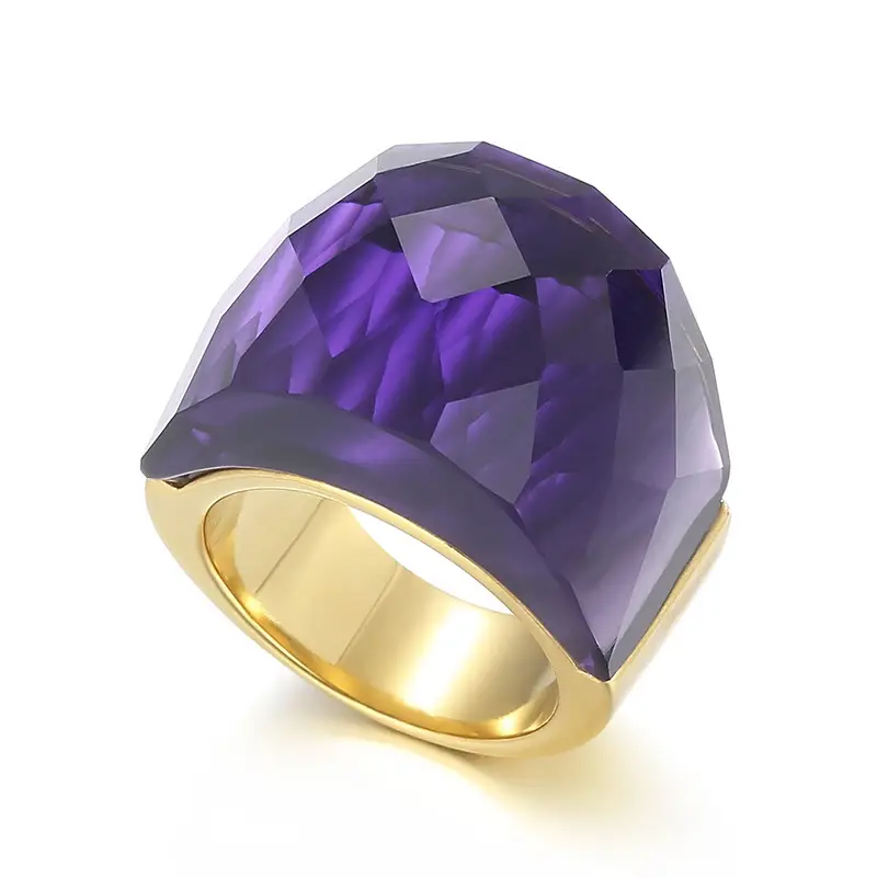 18k Gold Crystal Ring for Men Women 18mm