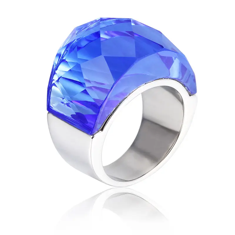 18k Gold Crystal Ring for Men Women 18mm