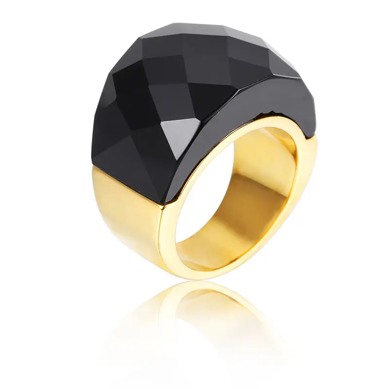 18k Gold Crystal Ring for Men Women 18mm
