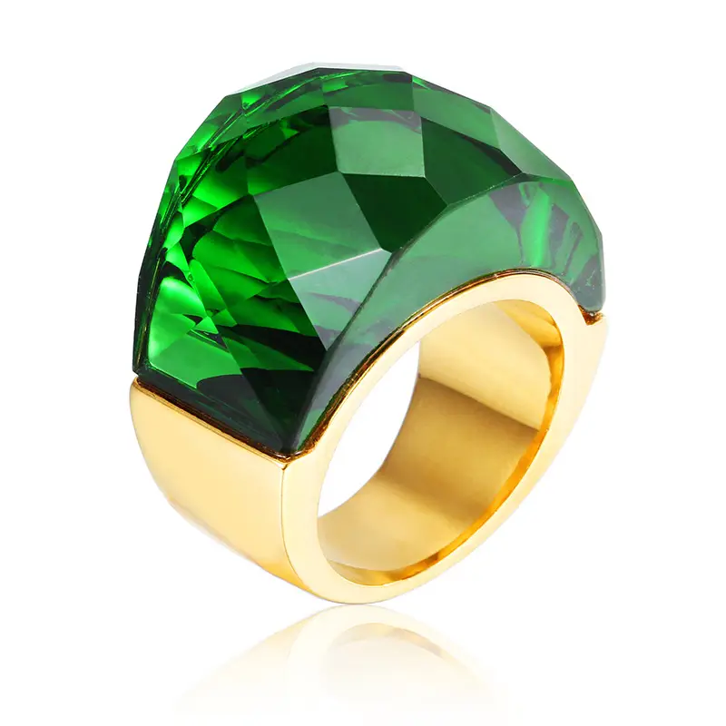 18k Gold Crystal Ring for Men Women 18mm
