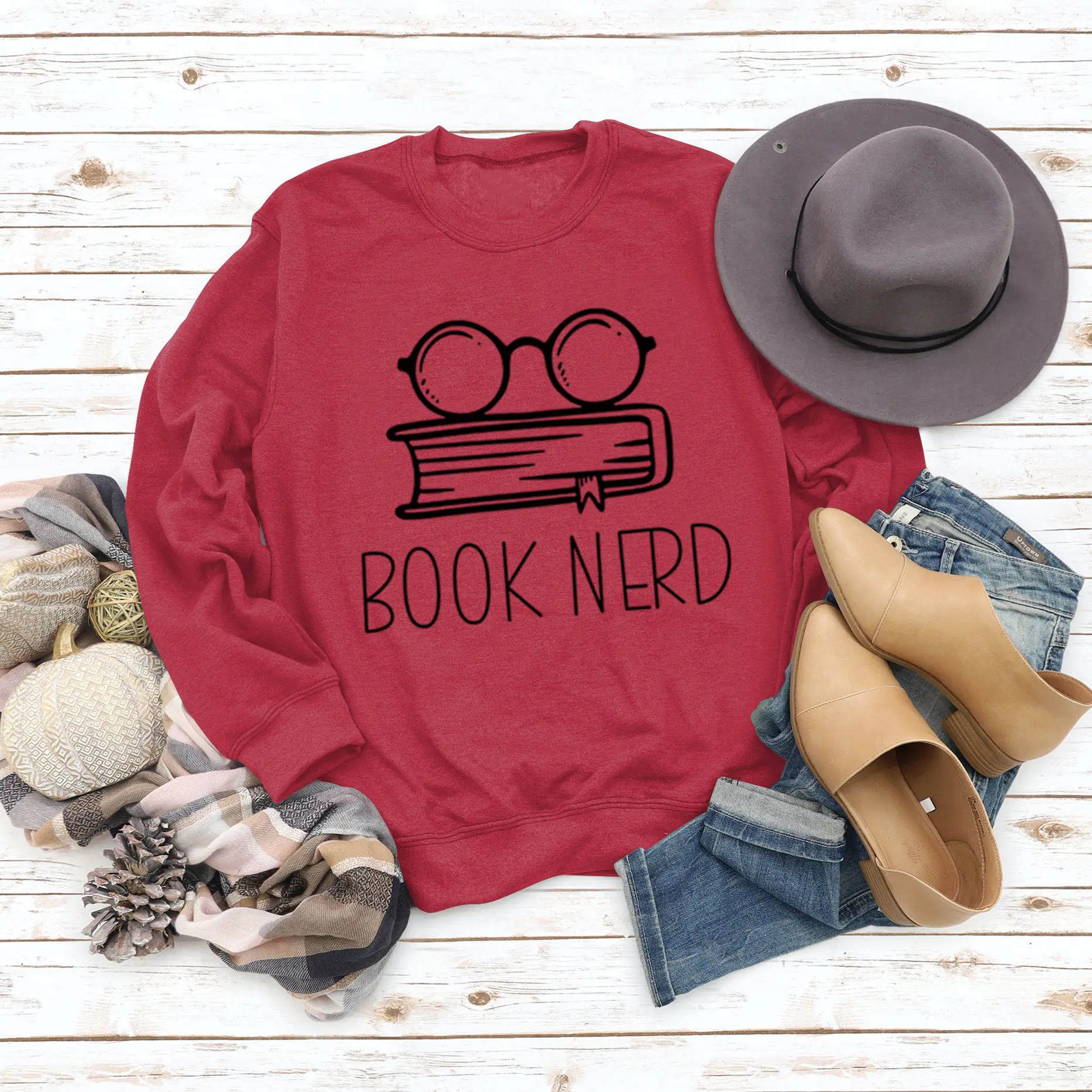 Green Book Nerd Sweatshirt with Glasses Print - Image 12