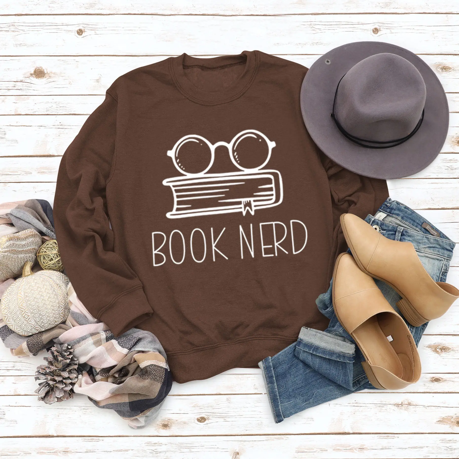 Green Book Nerd Sweatshirt with Glasses Print - Image 15