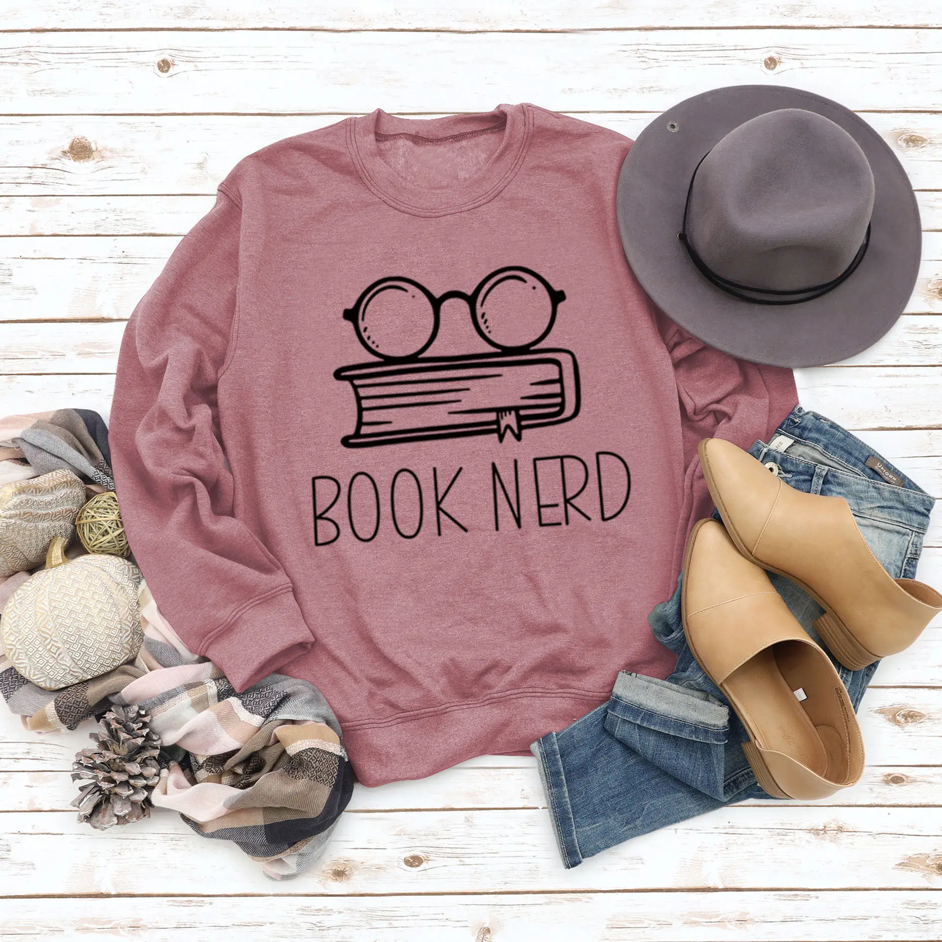 Green Book Nerd Sweatshirt with Glasses Print - Image 9
