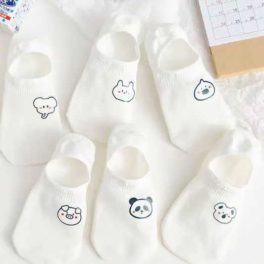 Socks Women's Boat Socks Summer Shallow Mouth Invisible Socks Women's Cartoon Spring and Autumn Non-slip Don't Fall with Summer Thin Short Socks for Women