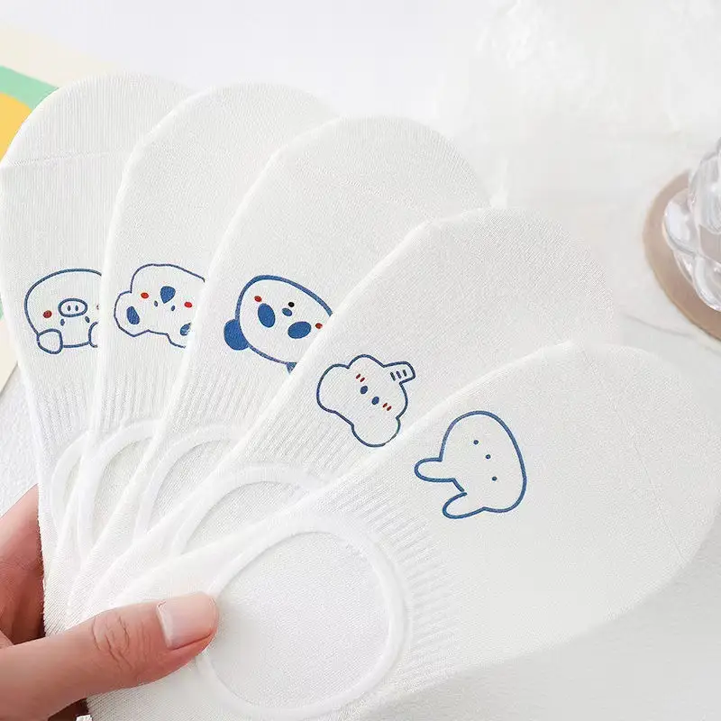 Socks Women's Boat Socks Summer Shallow Mouth Invisible Socks Women's Cartoon Spring and Autumn Non-slip Don't Fall with Summer Thin Short Socks for Women