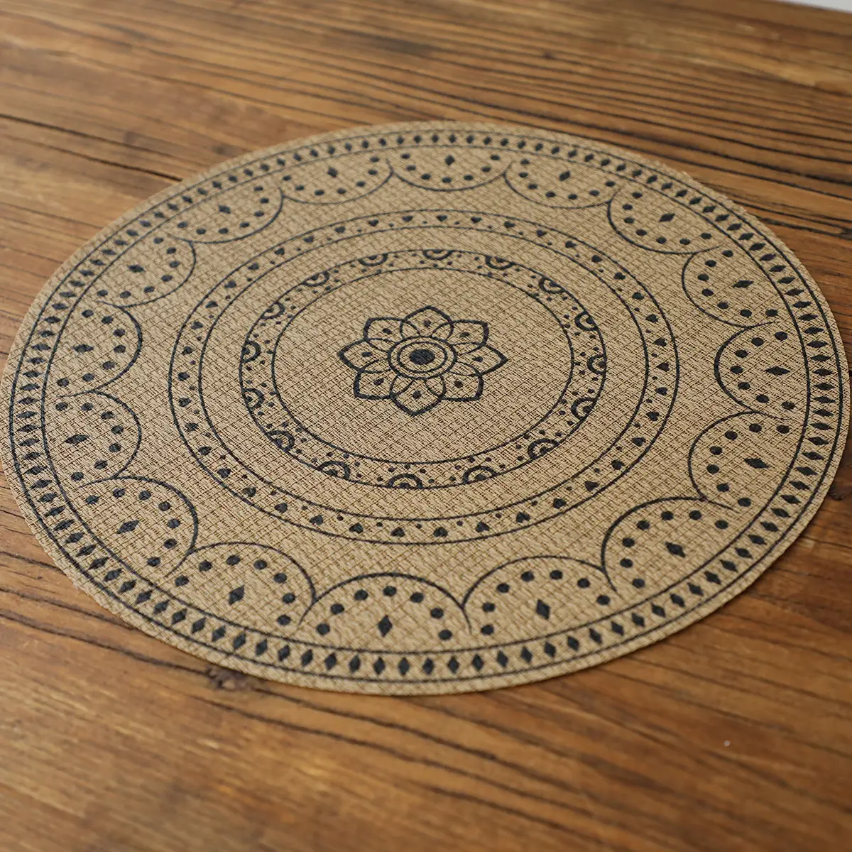 Modern Round Oil-Proof Dining Table Mat with Mandala Design - Image 2