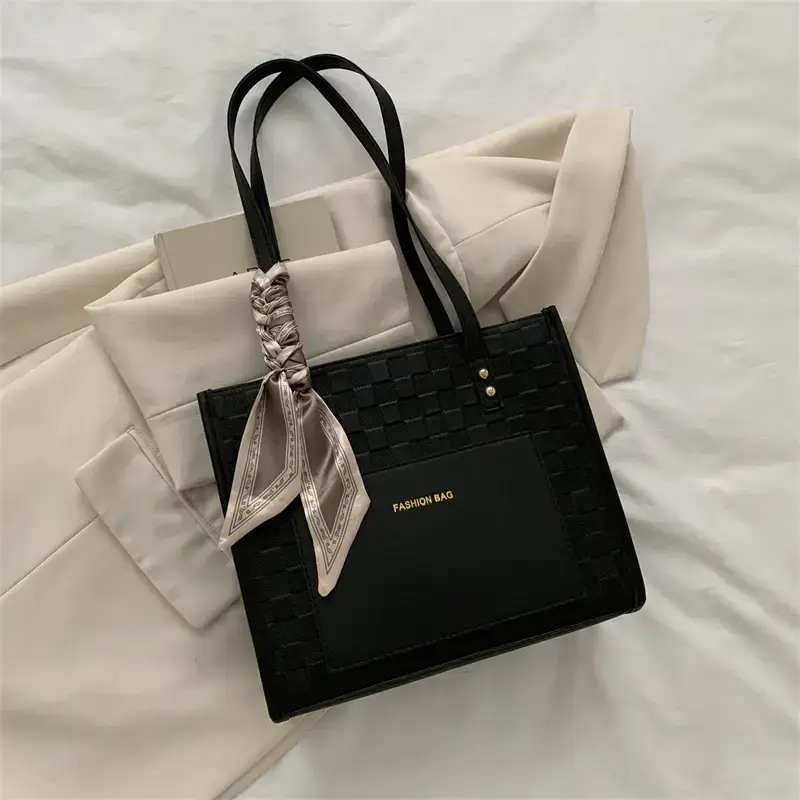 Women's Summer Tote Bag White Brown Korean Style Large Shoulder Crossbody - Image 7