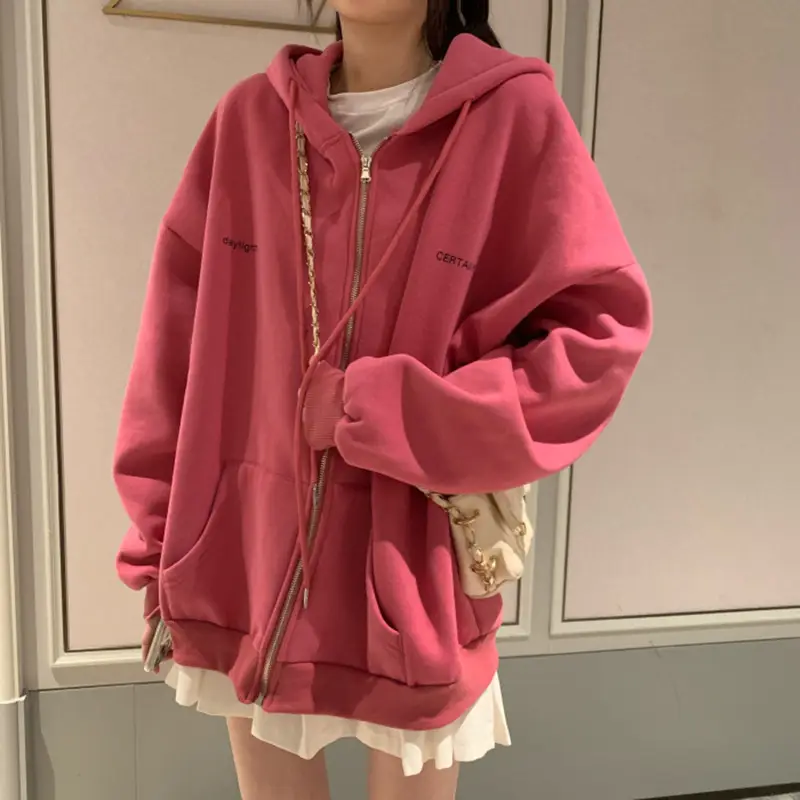 Women Velvet Hoodie Sweatshirt Pink 2025 - Image 4
