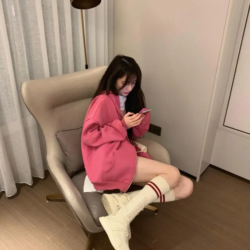 Women Velvet Hoodie Sweatshirt Pink 2025 — feature 12