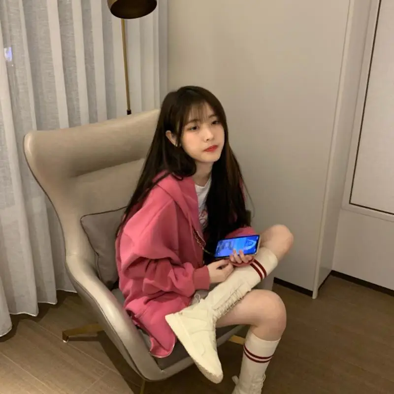 Women Velvet Hoodie Sweatshirt Pink 2025 — feature 13