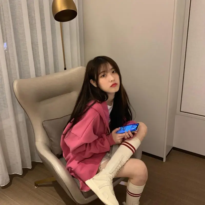 Women Velvet Hoodie Sweatshirt Pink 2025 — feature 14