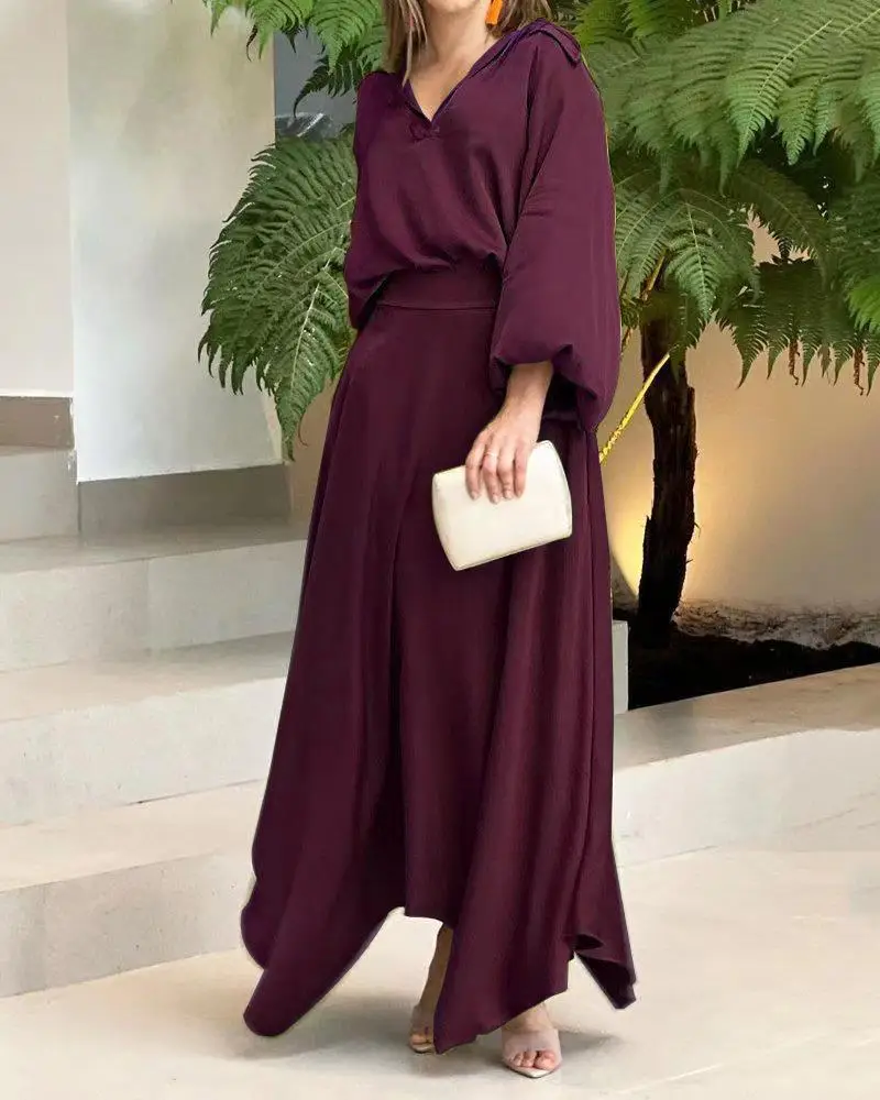 2022 Black Long Sleeve V-Neck Dress Suit for Women - Image 10