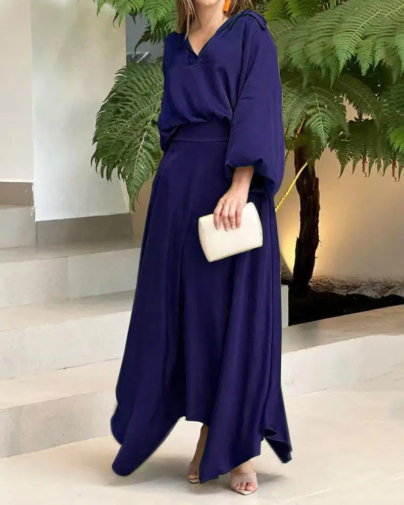 2022 Black Long Sleeve V-Neck Dress Suit for Women - Image 4
