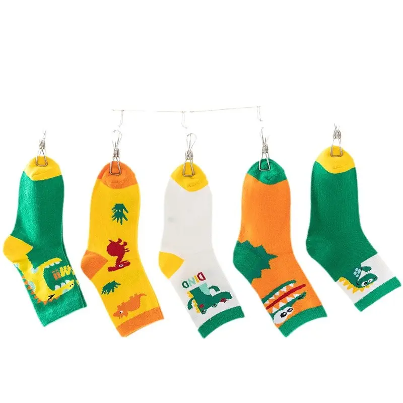 Children's Cartoon Tide Socks Green C Design 5 Pairs