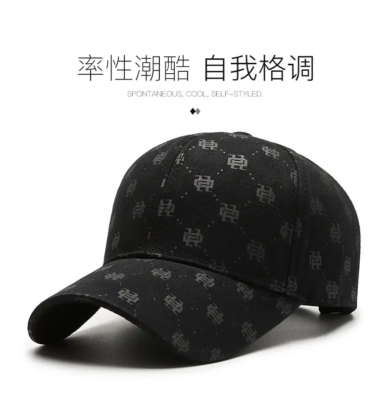 Women Korean Style Black Printed Baseball Cap — feature 1