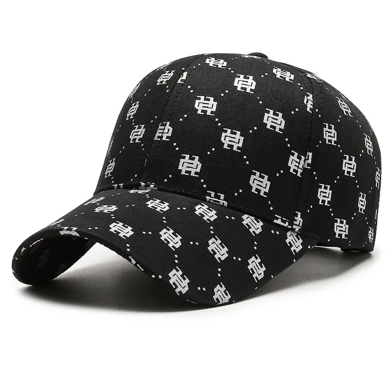 Women Korean Style Black Printed Baseball Cap - Image 2