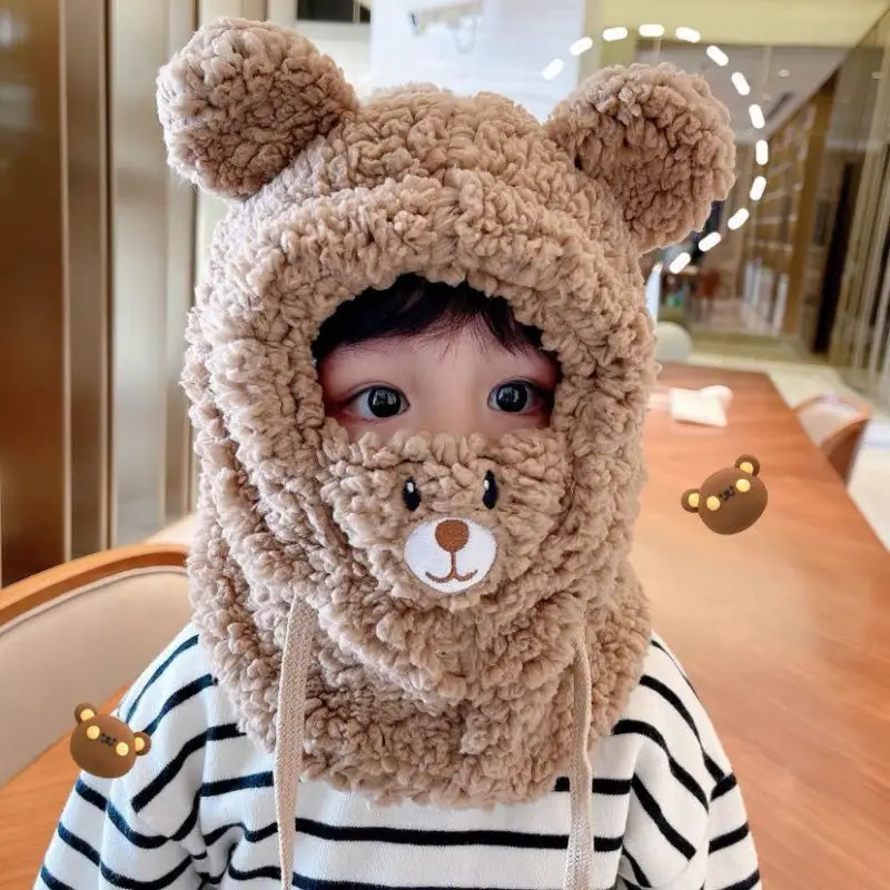 Children's Wolf Lined Winter Hat with Face Mask - Image 5