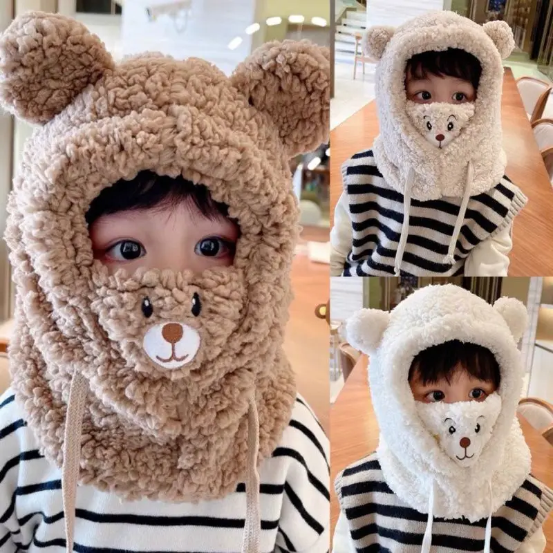 Children's Wolf Lined Winter Hat with Face Mask - Image 6