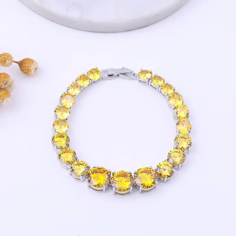 Pink Zircon Gradient Bracelet with Copper Plating - Image 12