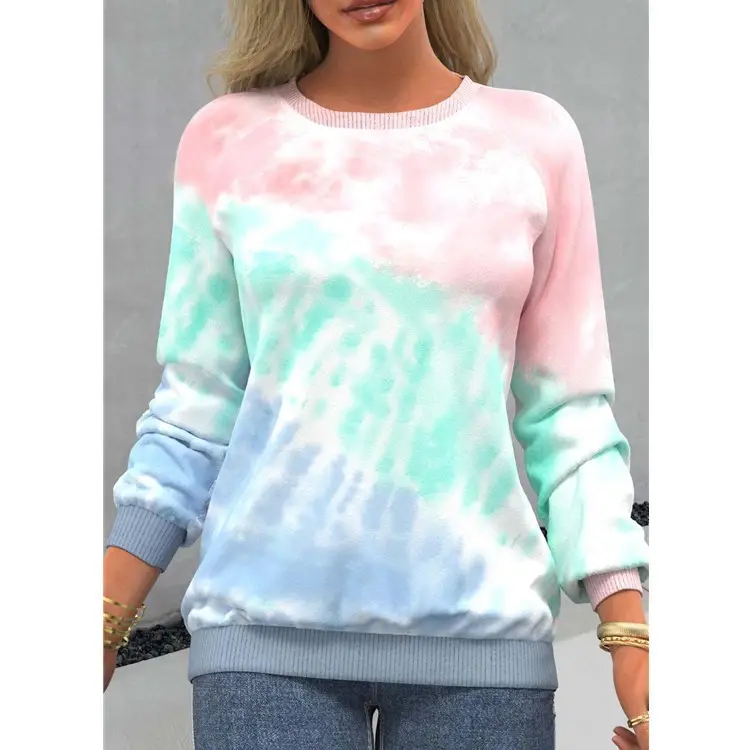 2022 Tie-Dye Women's Raglan Long Sleeve Sweatshirt - Image 4