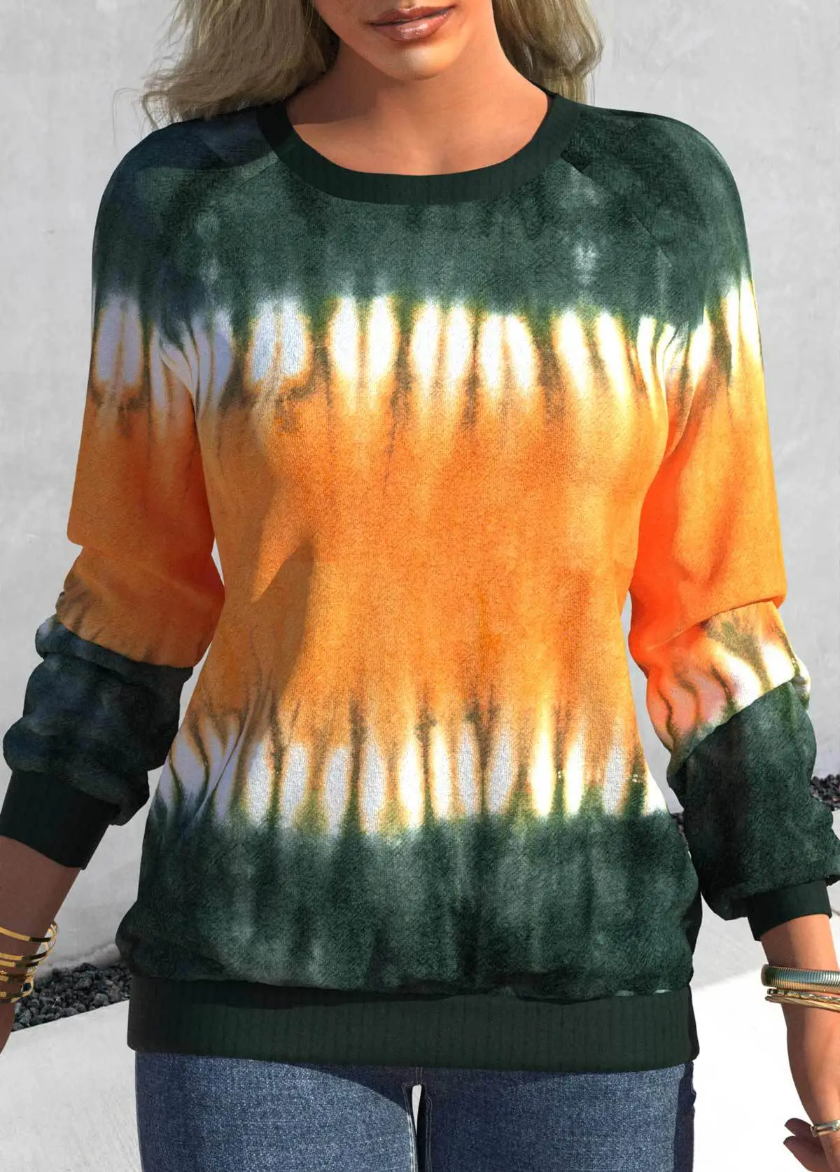 2022 Tie-Dye Women's Raglan Long Sleeve Sweatshirt - Image 5