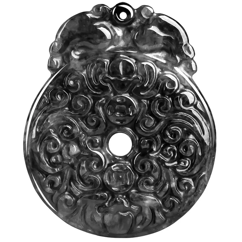 Jade Peace Buckle Pendant Black Antique Men Women - Image 5