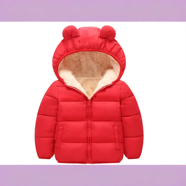 Kids Bear Ears Puffer Jacket Black Rabbit Ears Thick - Image 6