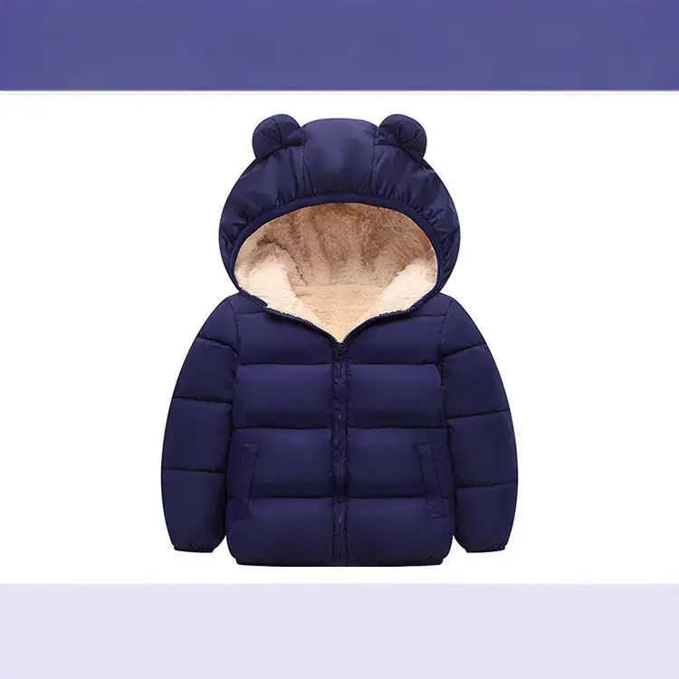 Kids Bear Ears Puffer Jacket Black Rabbit Ears Thick - Image 8