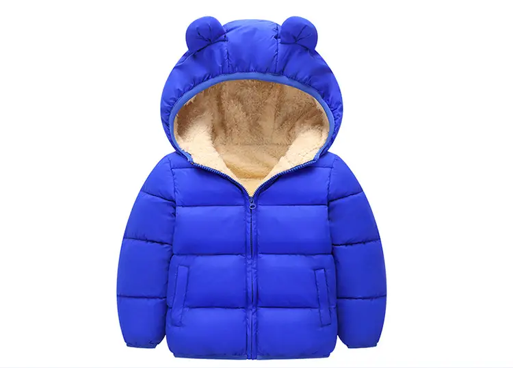 Kids Bear Ears Puffer Jacket Black Rabbit Ears Thick - Image 3