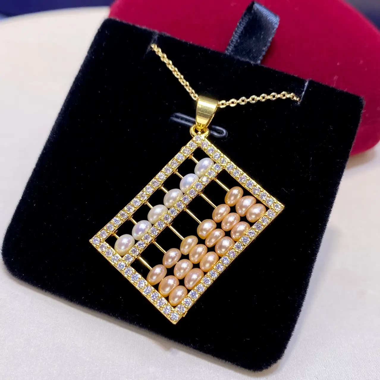 14K Gold Pearl Abacus Pendant for Women — feature 9