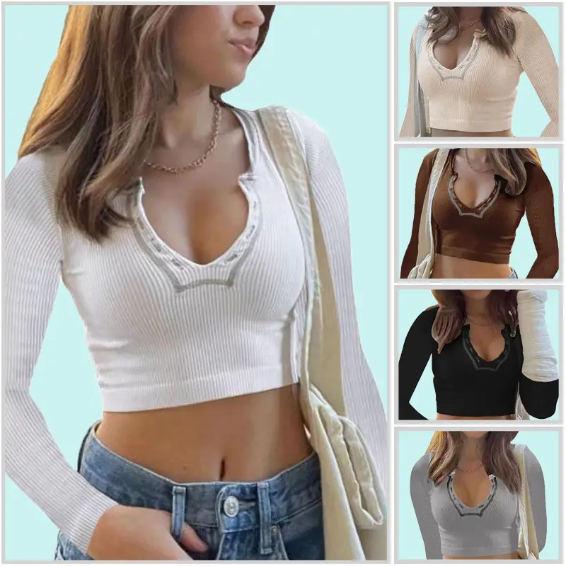 2025 V-Neck Women's Pit Strip Vest Top - Image 6