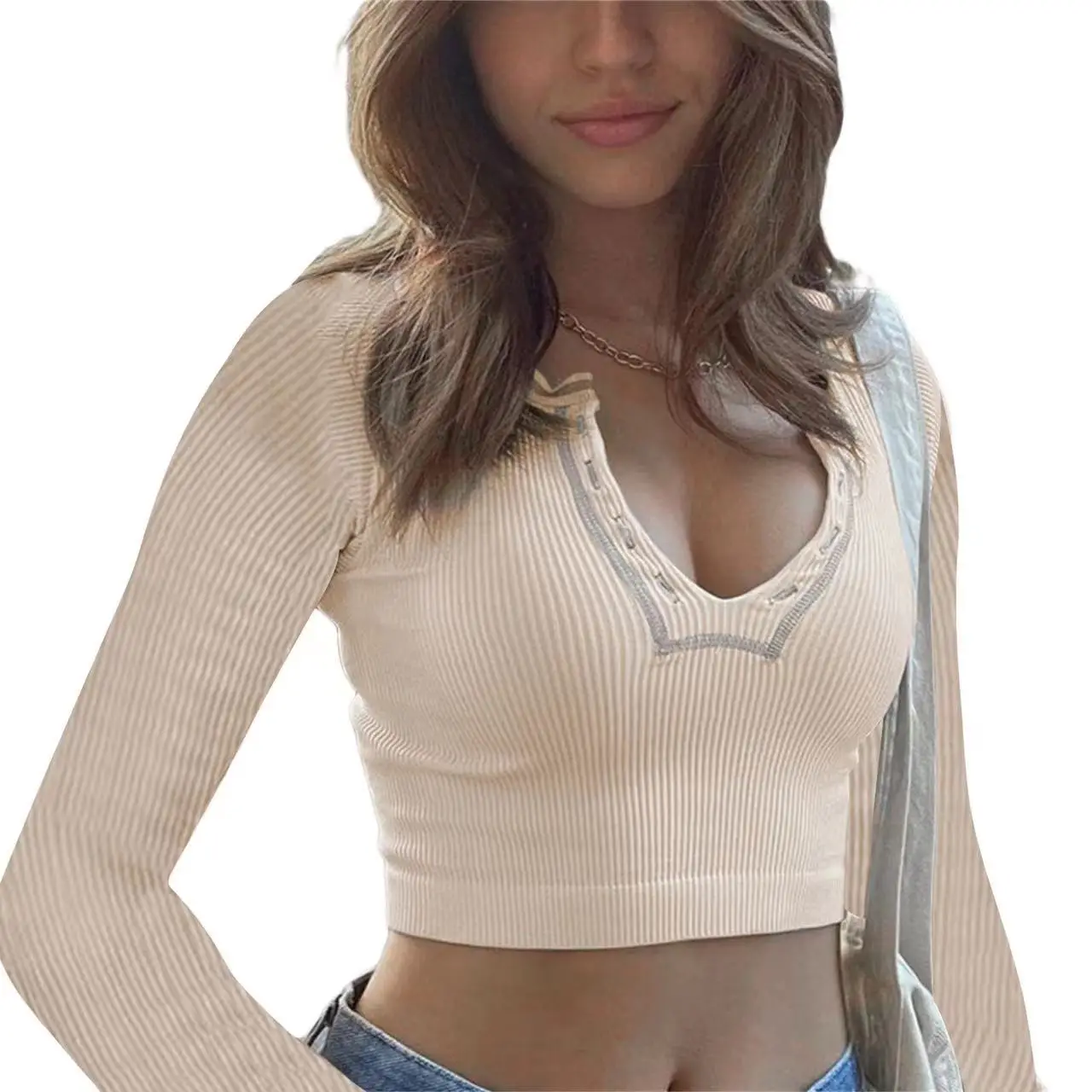 2025 V-Neck Women's Pit Strip Vest Top - Image 4