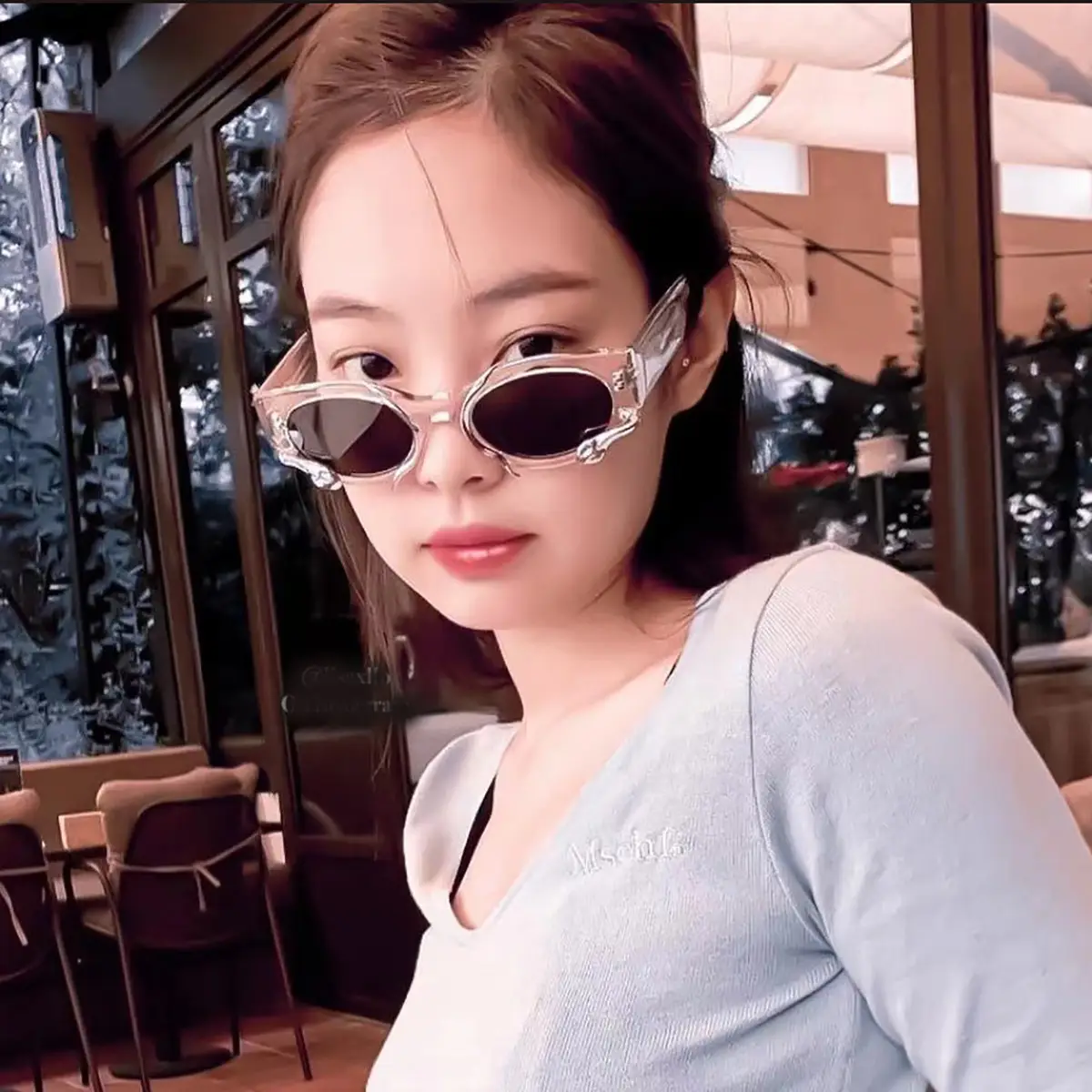 Jennie Same Style Sunglasses White French Style Retro New - Image 8