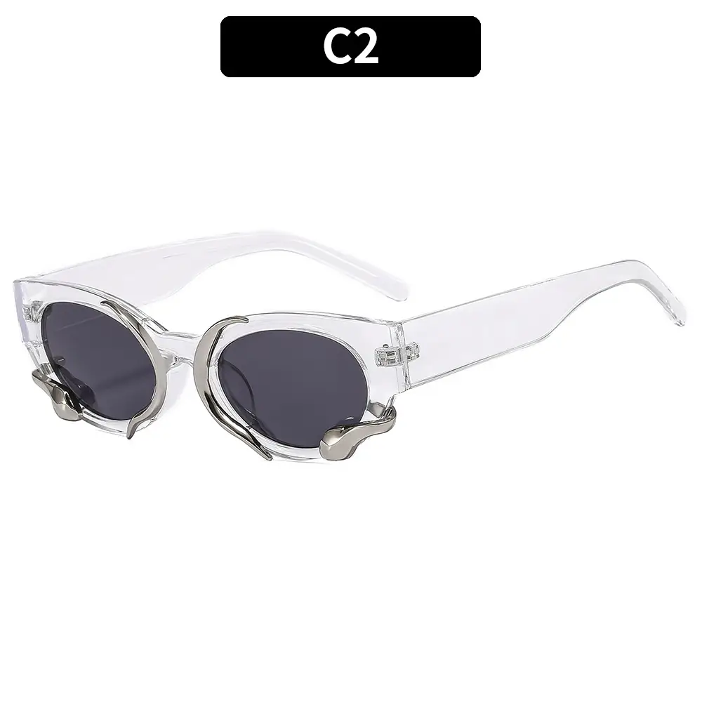 Jennie Same Style Sunglasses White French Style Retro New - Image 2