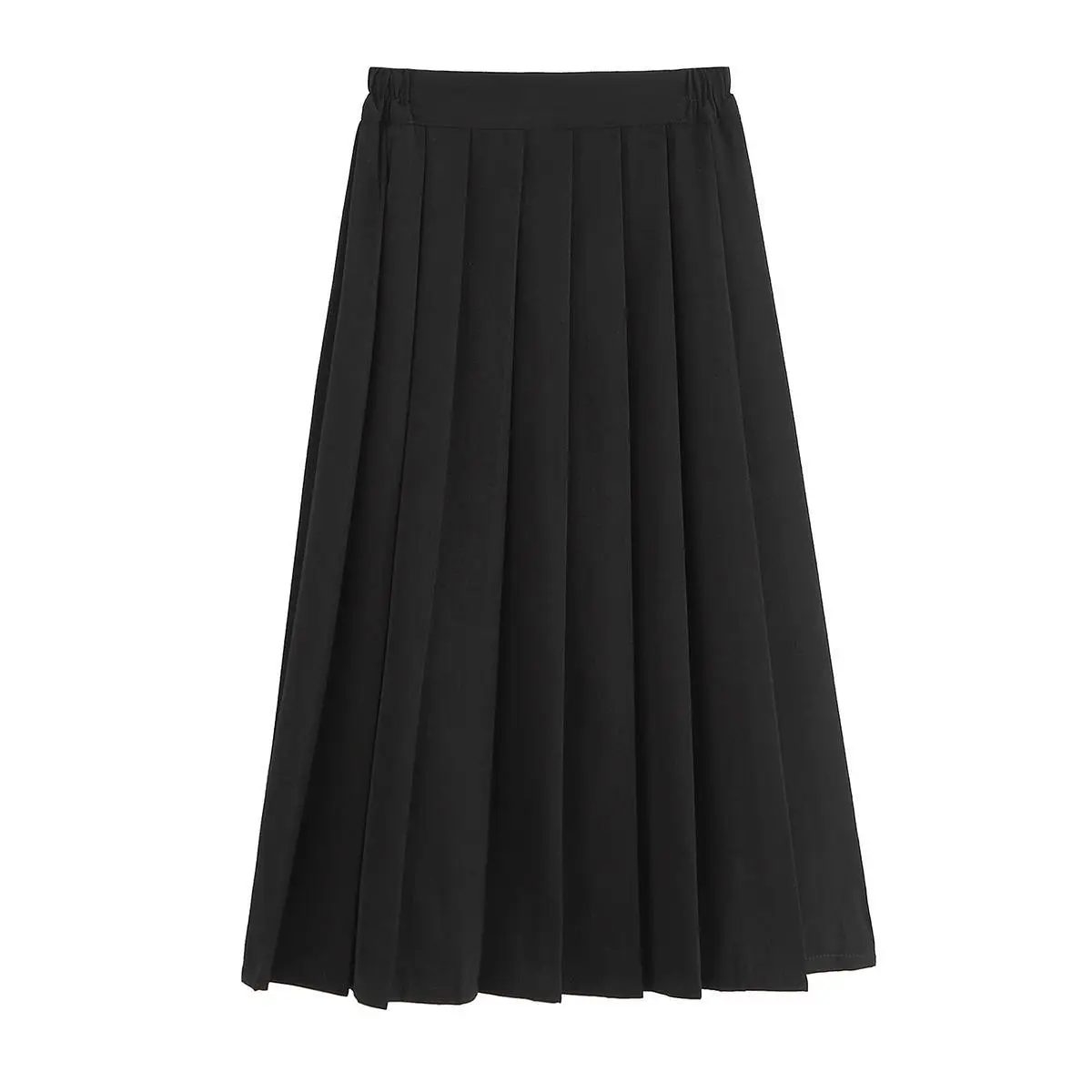 Black Japanese College Skirt with Elastic Waist - Image 14