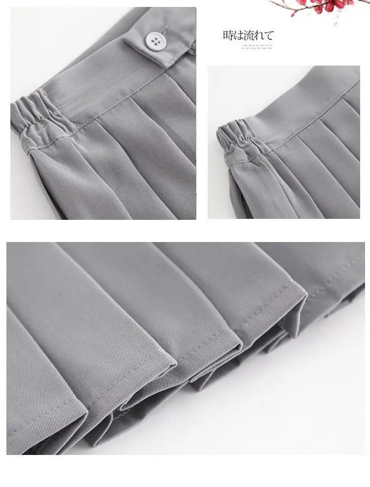 Black Japanese College Skirt with Elastic Waist — feature 7